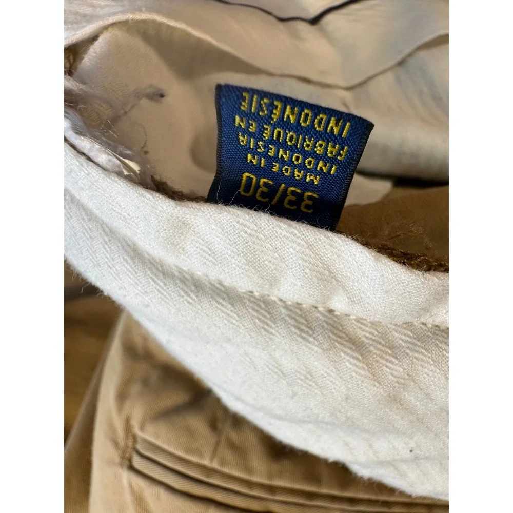 Polo Ralph Lauren Mens Stretch Slim Fit Chino Pants Tan Khaki 33x30 (28 Inseam)